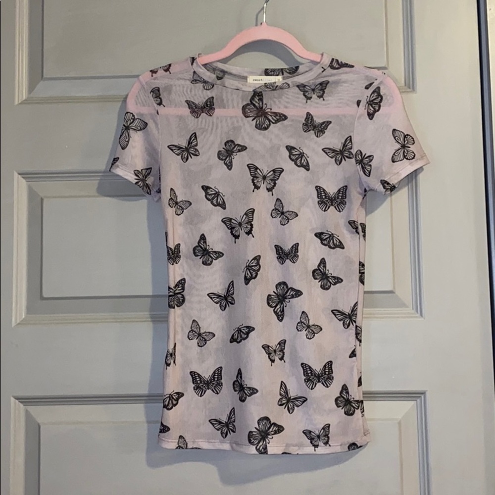 Top mesh so cute butterfly